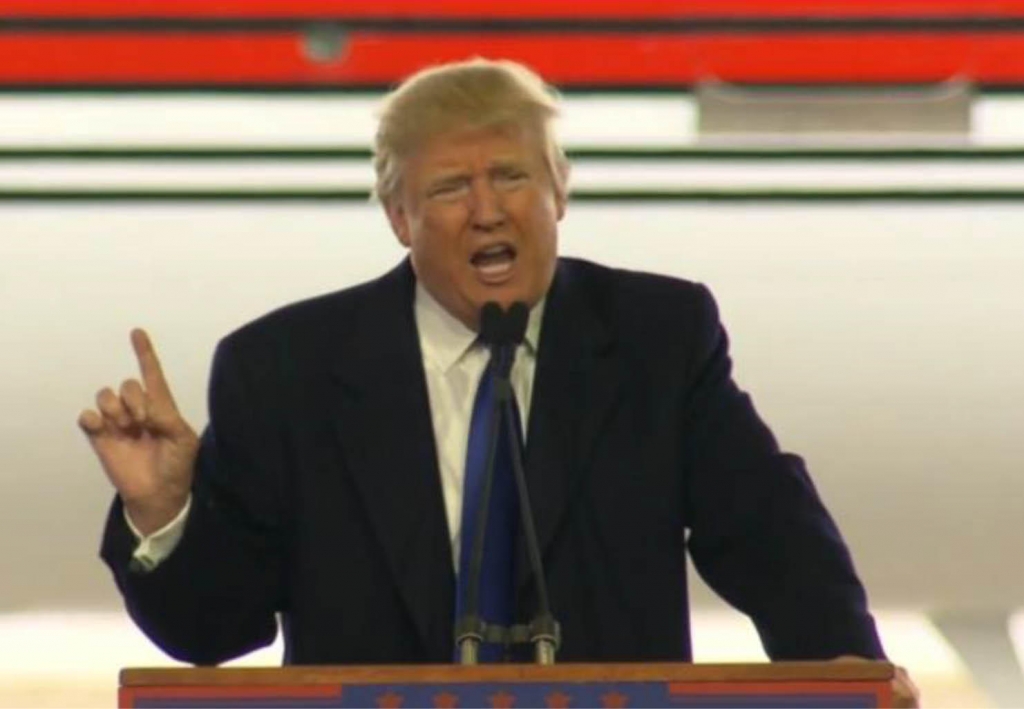 Donald Trump speaks to supporters at Port Columbus