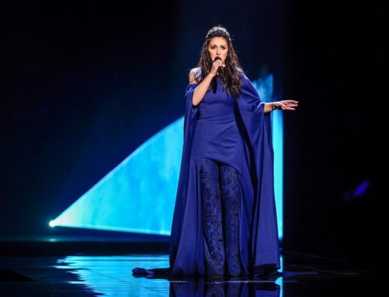 Ukraine's Dzjamala performs the song'1944 during the Eurovision Song Contest 2016 semi-final 2 at the Ericsson Globe Arena in Stockholm Sweden