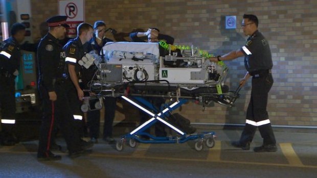 A baby was rushed to a trauma centre in critical condition after being delivered by emergency C-section following the shooting of a pregnant woman in Rexdale Sunday night