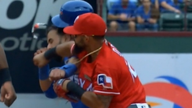 Rougned Odor right and Jose Bautista both received suspensions from the MLB for fighting