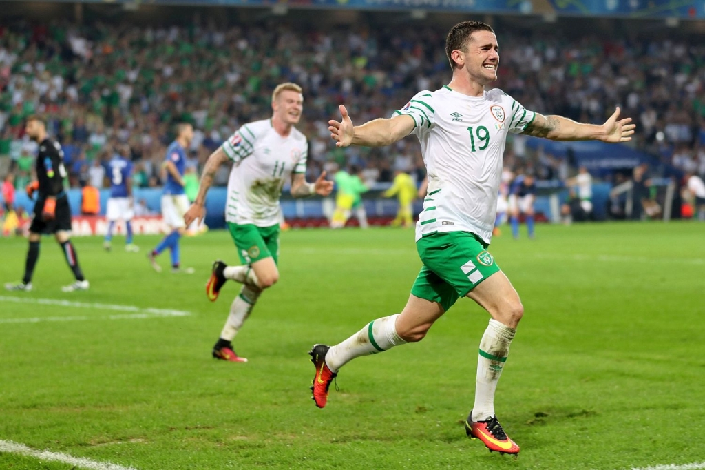 Brady celebrates after putting Ireland into the knockout stage of Euro 2016 Chris Radburn  PA