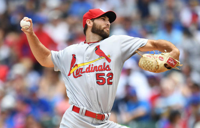 St. Louis Cardinals’ starting pitcher Michael Wacha pitches during the first inning against the Chicago Cubs at Wrigley Field in Chicago Wednesday. — Reuters