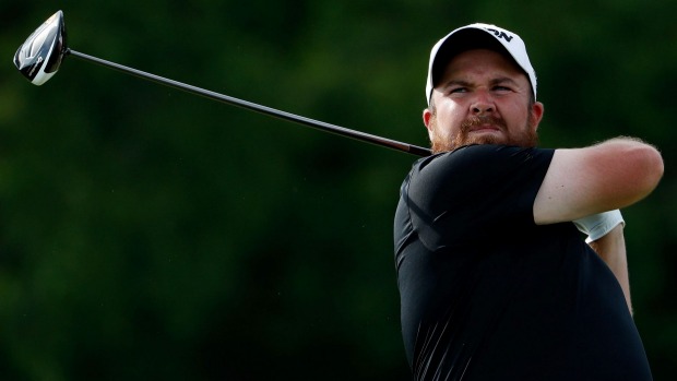 Ireland's Shane Lowry drives off the tee on the fourth hole during the third round of the US Open at Oakmont Country