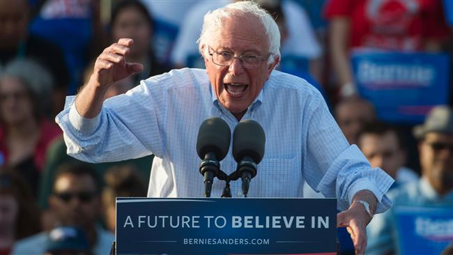 US Democratic presidential candidate Bernie Sanders speaks during rally