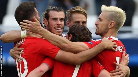 Wales celebrate beating Slovakia