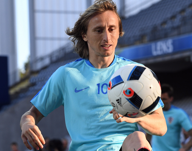 Croatia's Luka Modric attends a training session at the Bollaert Delelis stadium in Lens France Friday