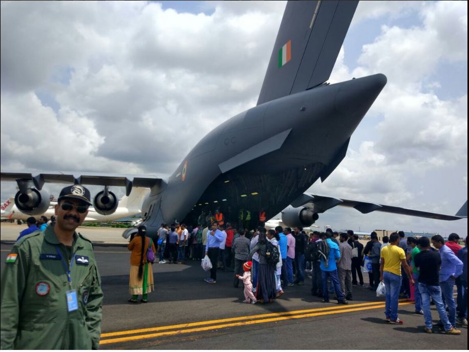 Indian citizens getting into the aircraft