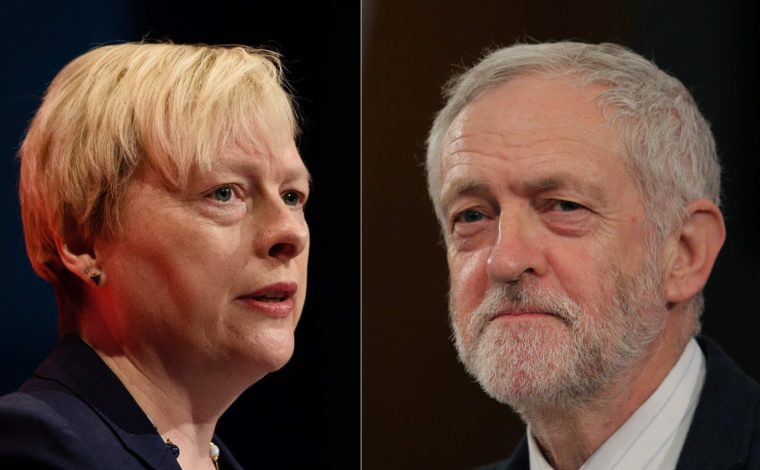 Labour Party MP Angela Eagle and leader Jeremy Corbyn