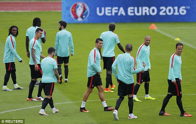 Portugal's players attend a training session on Monday morning at the Centre National de Rugby