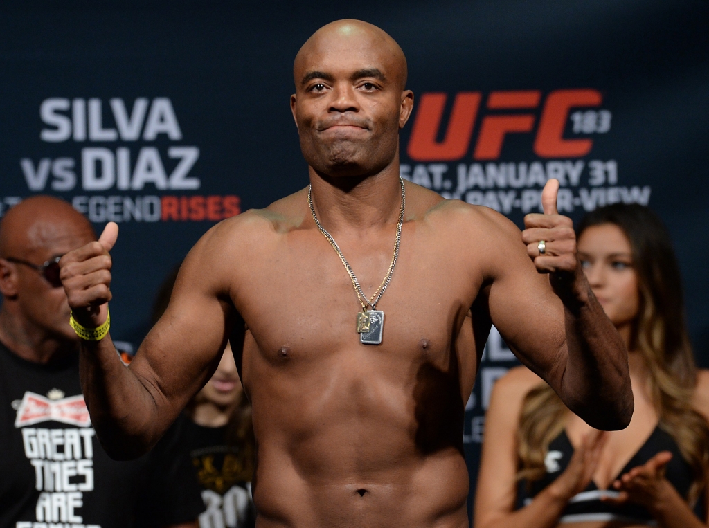 Jan 30 2015 Las Vegas NV USA Anderson Silva at the weigh in for his middleweight bout agains Nick Diaz at MGM Grand Garden Arena. Mandatory Credit Jayne Kamin-Oncea-USA TODAY Sports