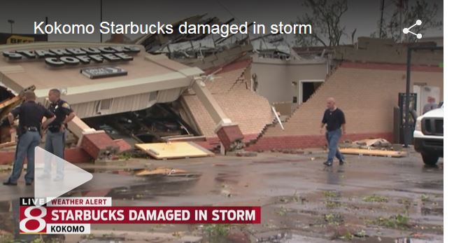 Tornado Destroys Starbucks in Kokomo, Indiana