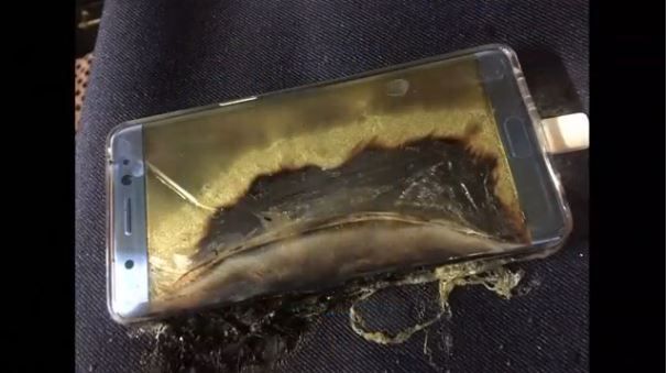 Screenshot from a Reuters video about the exploding phones