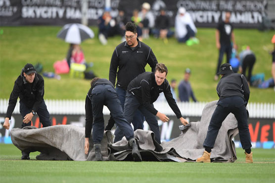 It was the third time rain had driven players from the field in Hamilton on Sunday