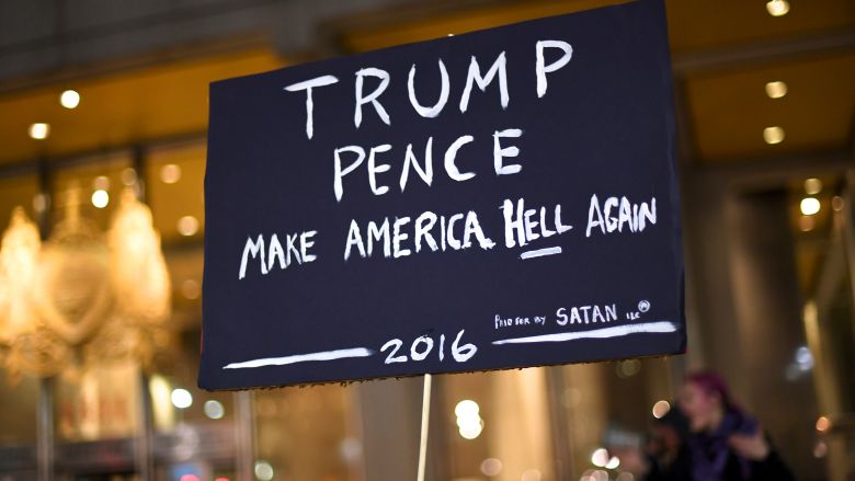 Protesters demonstrate against the election of Republican Donald Trump as President of the United States in Philadelphia Pennsylvania