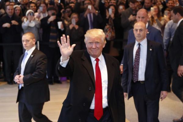 President-elect Donald Trump waves to the crowd