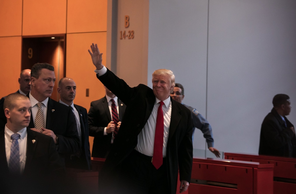 US president-elect Donald Trump at the New York Times headquarters. Credit Twitter