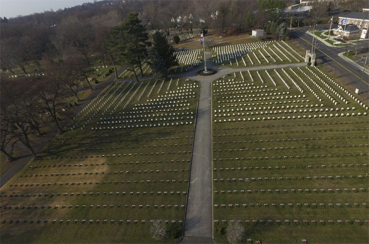 An aerial view of Spring Grove Cemetery after last year’s ceremony