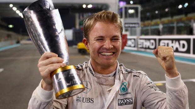 Nico Rosberg celebrates after securing the F1 World Drivers Championship during the Abu Dhabi Formula One Grand Prix