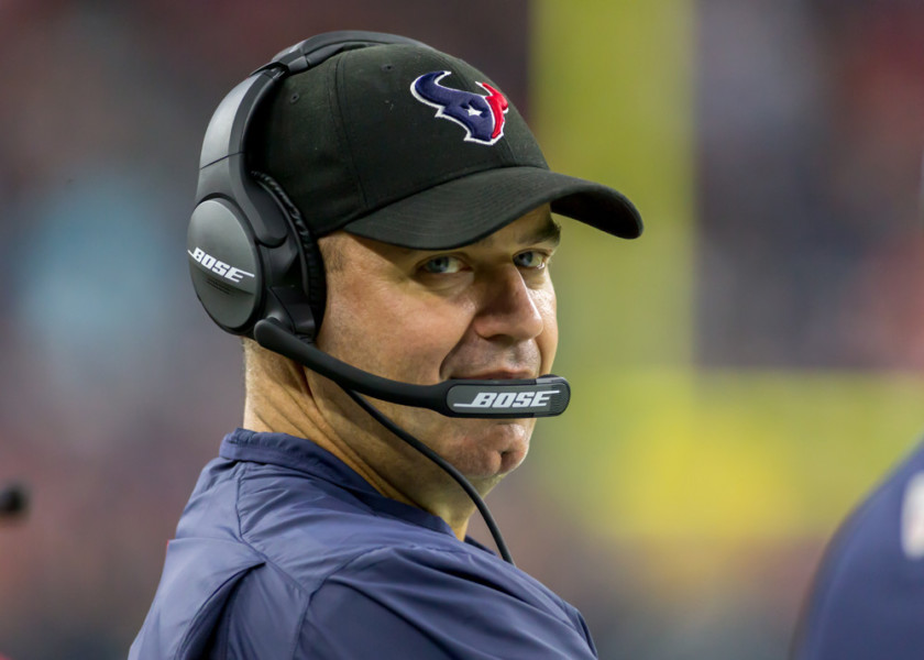 28 August 2016 Houston Texans head coach Bill O'Brien looks on from the sidelines during the pre-season NFL game between the Arizona Cardinals and Houston Texans at NRG Stadium in Houston Texas