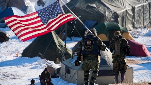 Protesters at Standing Rock over the weekend