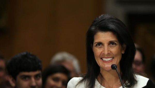 Former South Carolina Governor Nikki Haley testifies before a Senate Foreign Relations Committee confirmation hearing on her nomination to be to U.S. ambassador to the U.N. at Capitol Hill Washington D.C