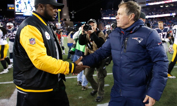 FOXBORO MA- NOVEMBER 3 Bill Belichick of the New England Patriots shakes hands with Mike Tomlin of the Pittsburgh Steelers after their game at Gillette Stadium