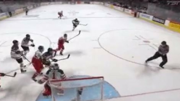 The referee gets the first assist of the Canada vs. Czech matchup at the 2016 world junior hockey championships