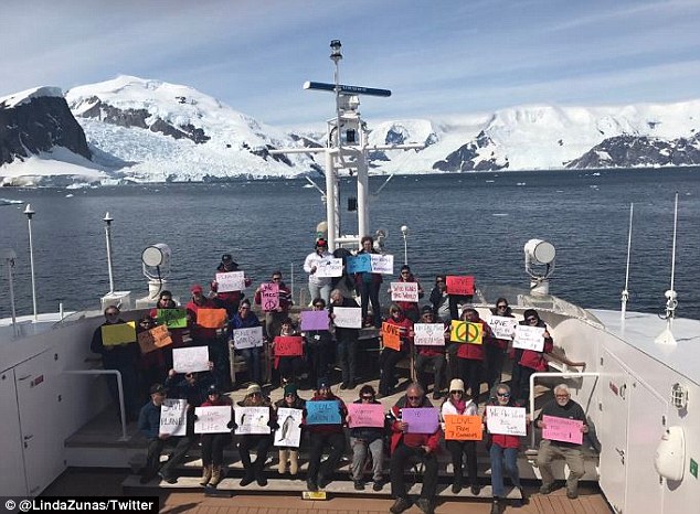 We're here too! Men and women in Antarctica joined in the Women's March on Saturday