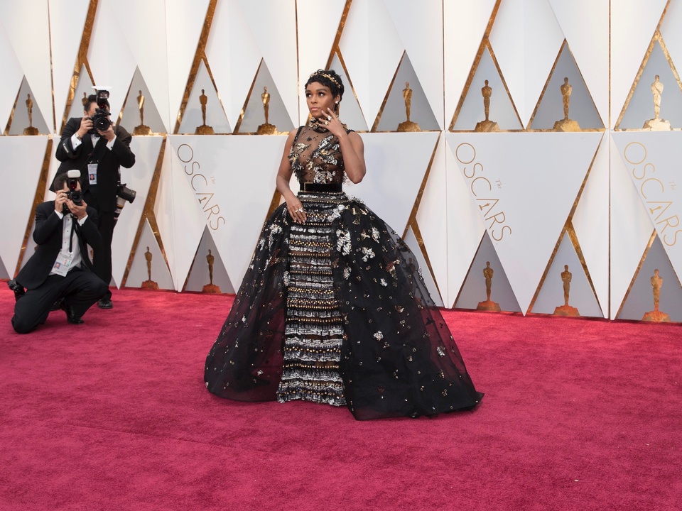 Janelle Monae in Elie Saab couture at Oscars 2017