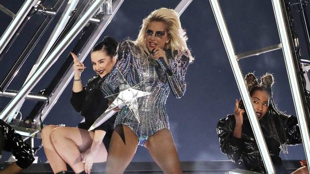 Lady Gaga performs during the half-time show at the Super Bowl in Houston