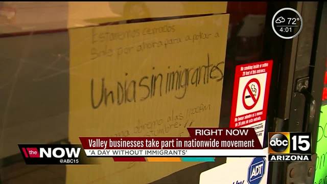 Several Valley businesses closed their doors Thursday to take part in'a day without immigrants