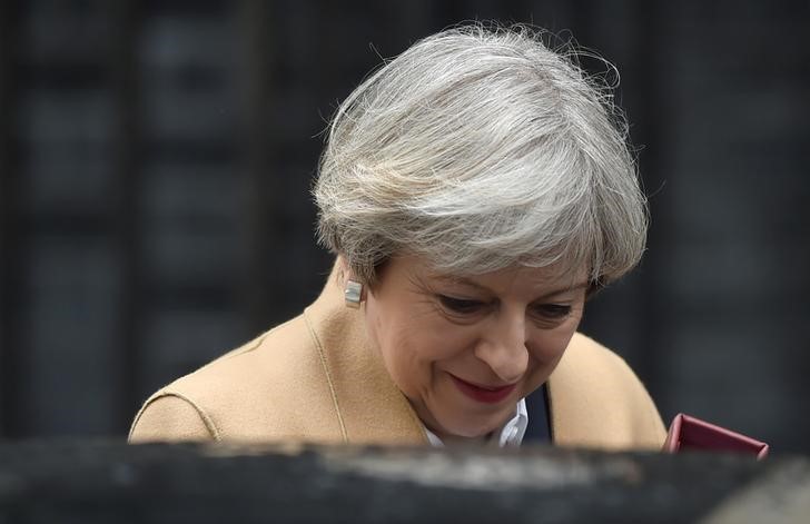 Britain's Prime Minister Theresa May leaves 10 Downing Street in London