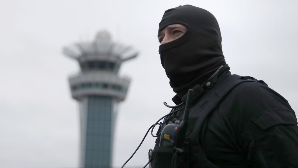 A special forces policeman at Orly airport outside Paris