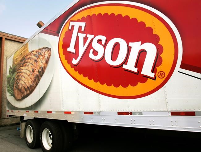 Tyson Foods Inc. truck is parked at a food warehouse in Little Rock Ark