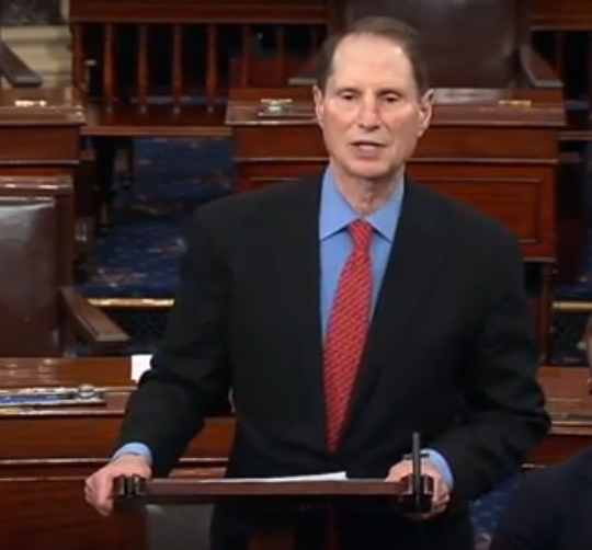 Oregon Senator Ron Wyden speaking on the Senate floor Monday afternoon against the House Republican health care plan meant to replace Obamacare