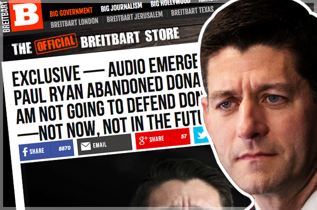 Breitbart releases audio of Paul Ryan saying he will'not now not in the future defend Donald Trump