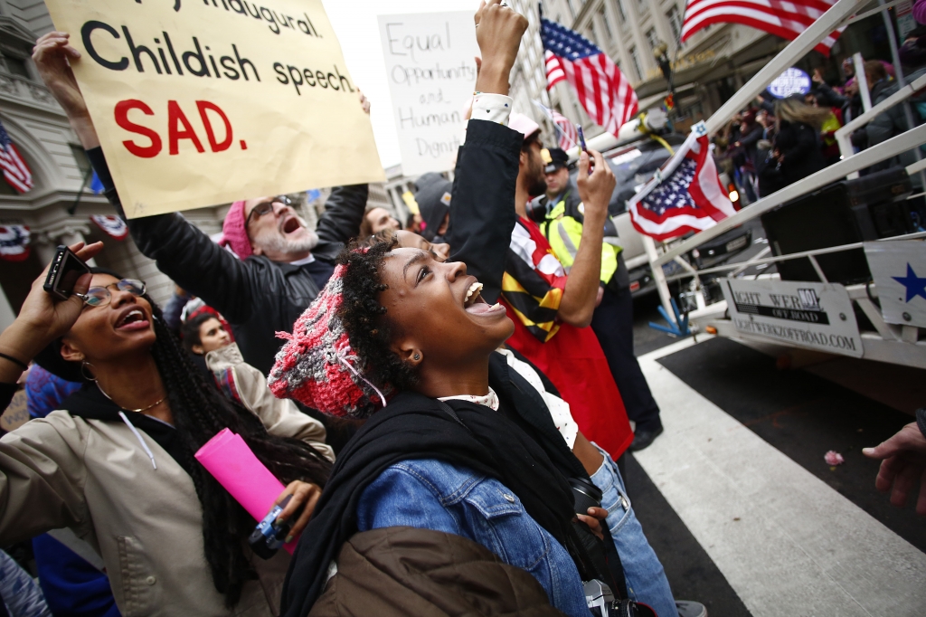 Demonstrators at the Women’s March on Jan. 21 2017 in Washington DC