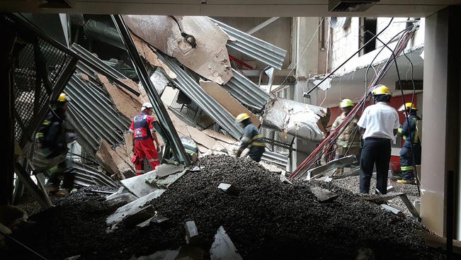 BREAKING: Five injured & several feared trapped after hospital roof COLLAPSES at entrance