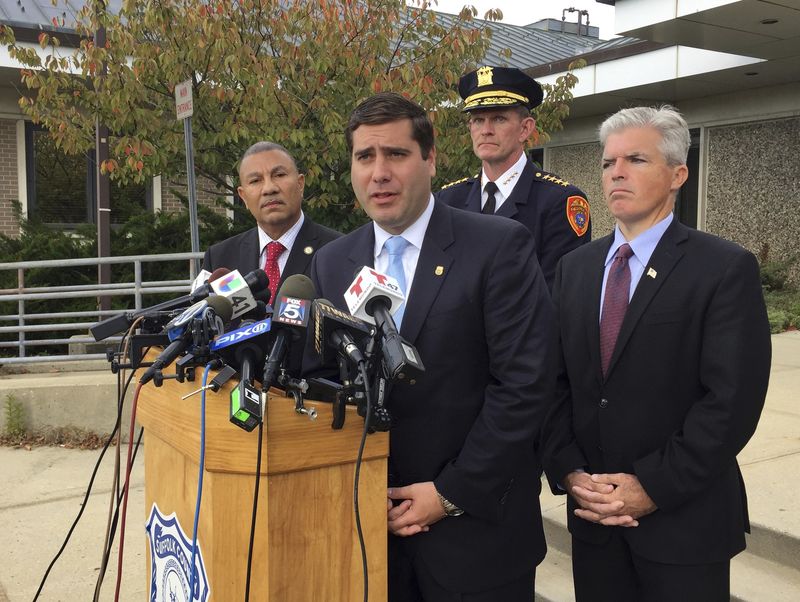 Suffolk County Police Commissioner Timothy Sini speaks at a news conference in October of 2016 about a rash of gang killings in Brentwood NY