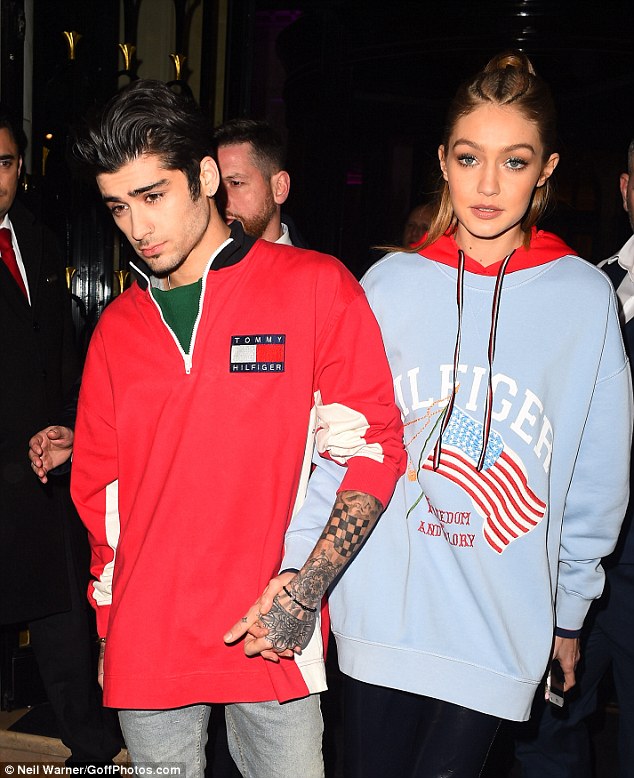 Loved-up Gigi Hadid also headed to the after-party of her Tommy Hilfiger event in Paris hand-in-hand with her boyfriend Zayn Malik 24