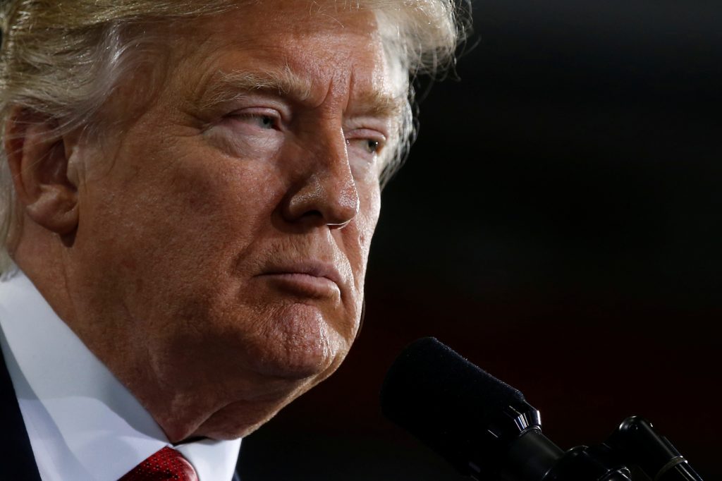 President Donald Trump delivers remarks at the American Center for Mobility for American Manufactured Vehicles in Ypsilanti Township Michigan