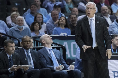 North Carolina Coach Roy Williams reacts during the first half of an ACC tournament game