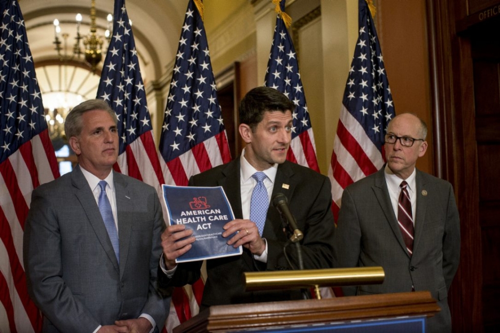 House Speaker Paul Ryan center speaks at a news conference regarding the American Health Care Act on Capitol Hill in Washington