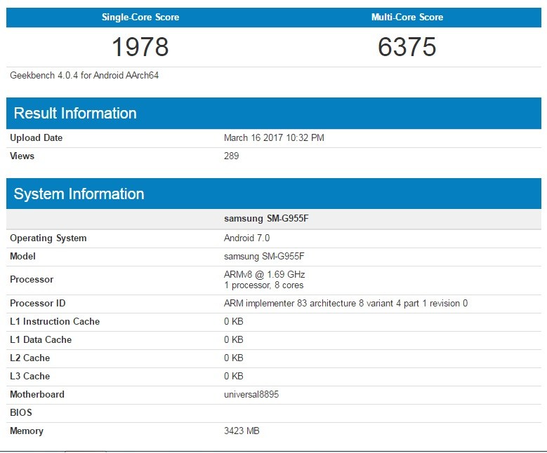 Samsung Galaxy S8 Exynos 8895