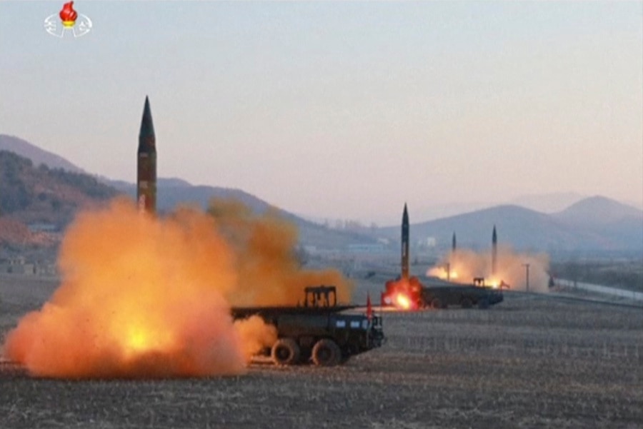 North Korea 'test fires ballistic missiles' as US-South Korean war games continue