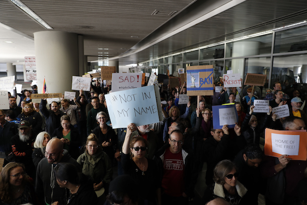 Protestors Rally Against Muslim Immigration Ban At San Francisco Int'l Airport