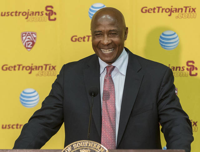 Lynn Swann University of Southern California's new athletic director smiles during a news conference at the USC campus in Los Angeles