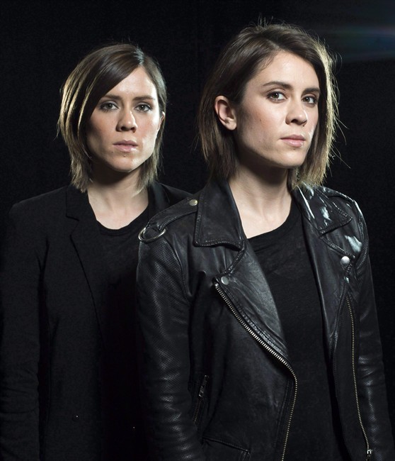 Sara left and Tegan Quin of the Canadian singing duo Tegan and Sara pose for a portrait in New York