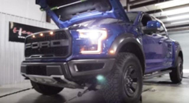 2017 Ford F-150 Raptor strapped to a dyno