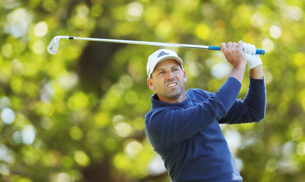 1-149 Sergio Garcia tees off in the second round of the Masters at Augusta National Golf Club. Garcia still looking for his first major win is tied for the lead with three others at 4-under 140